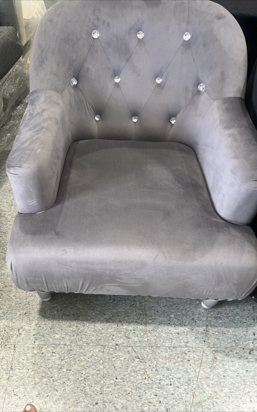 Grey Velvet Accent Chair - photo 2