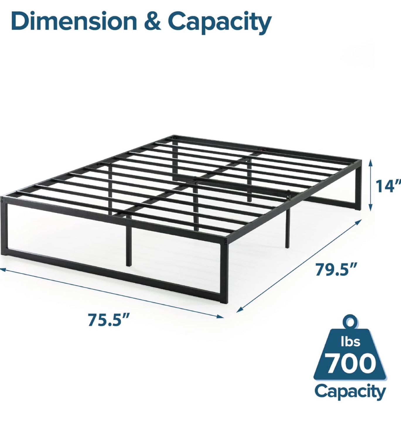 King Size Metal Bed Frame - Black