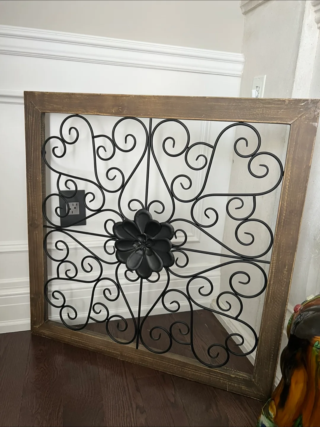 Decorative wall art with metal flower image indicator(2)