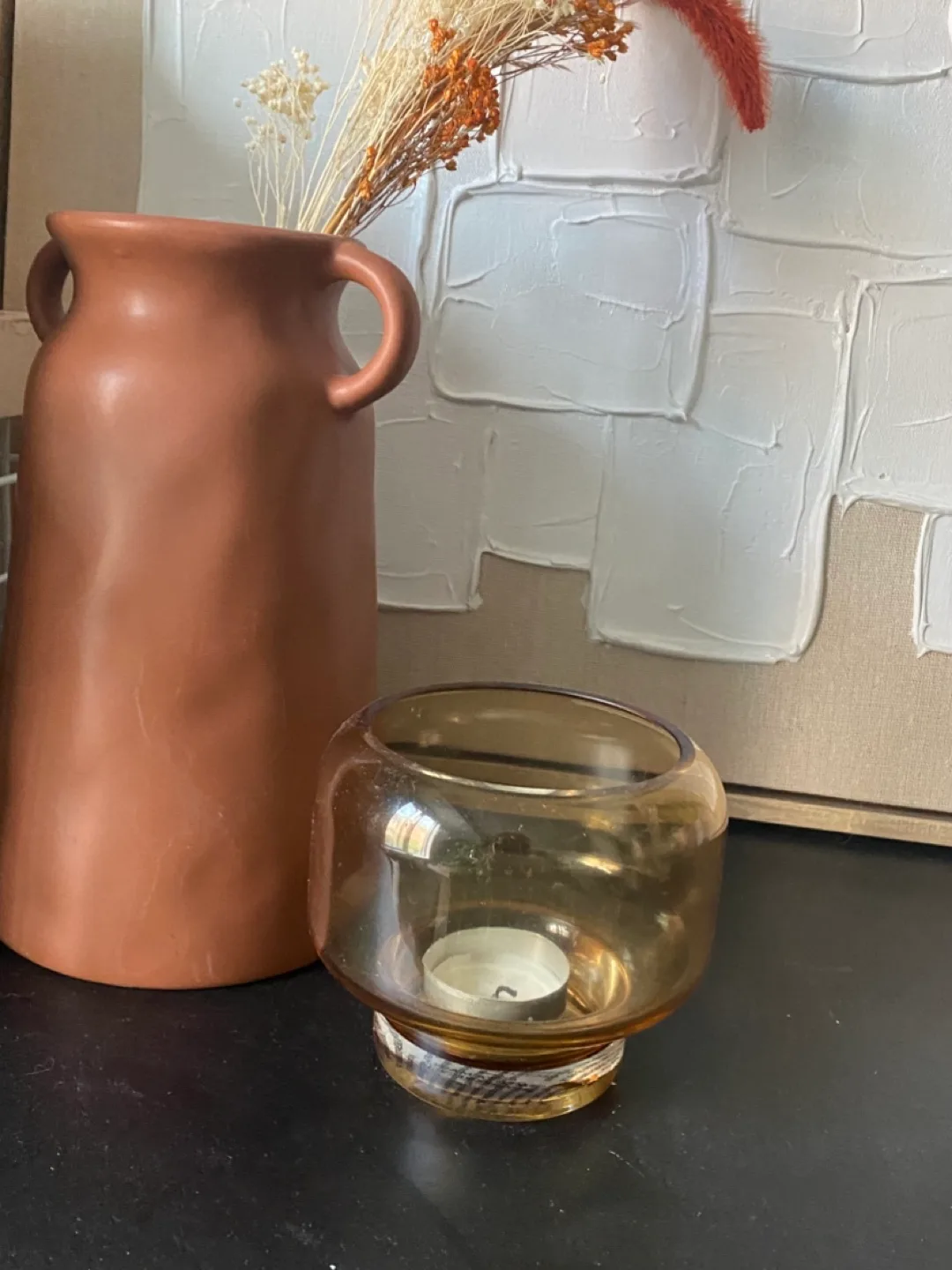 Amber Glass Candle Holder thumbnail