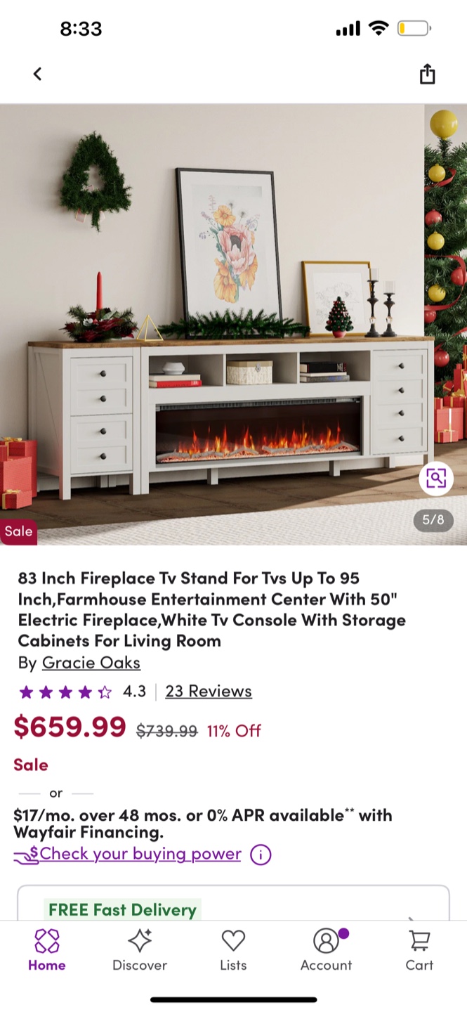 Fireplace TV Stand with Drawers - photo 4
