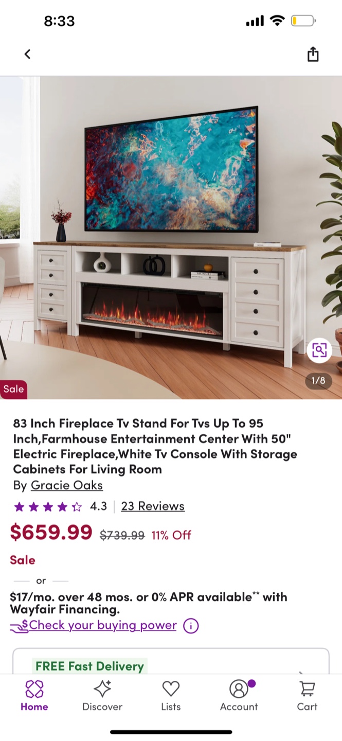 Fireplace TV Stand with Drawers - photo 3