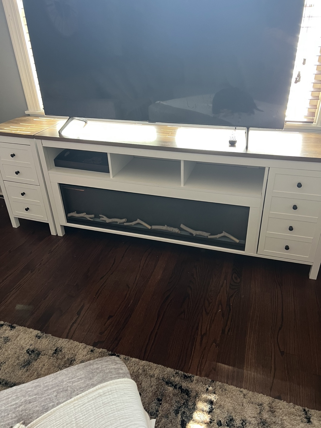 Fireplace TV Stand with Drawers