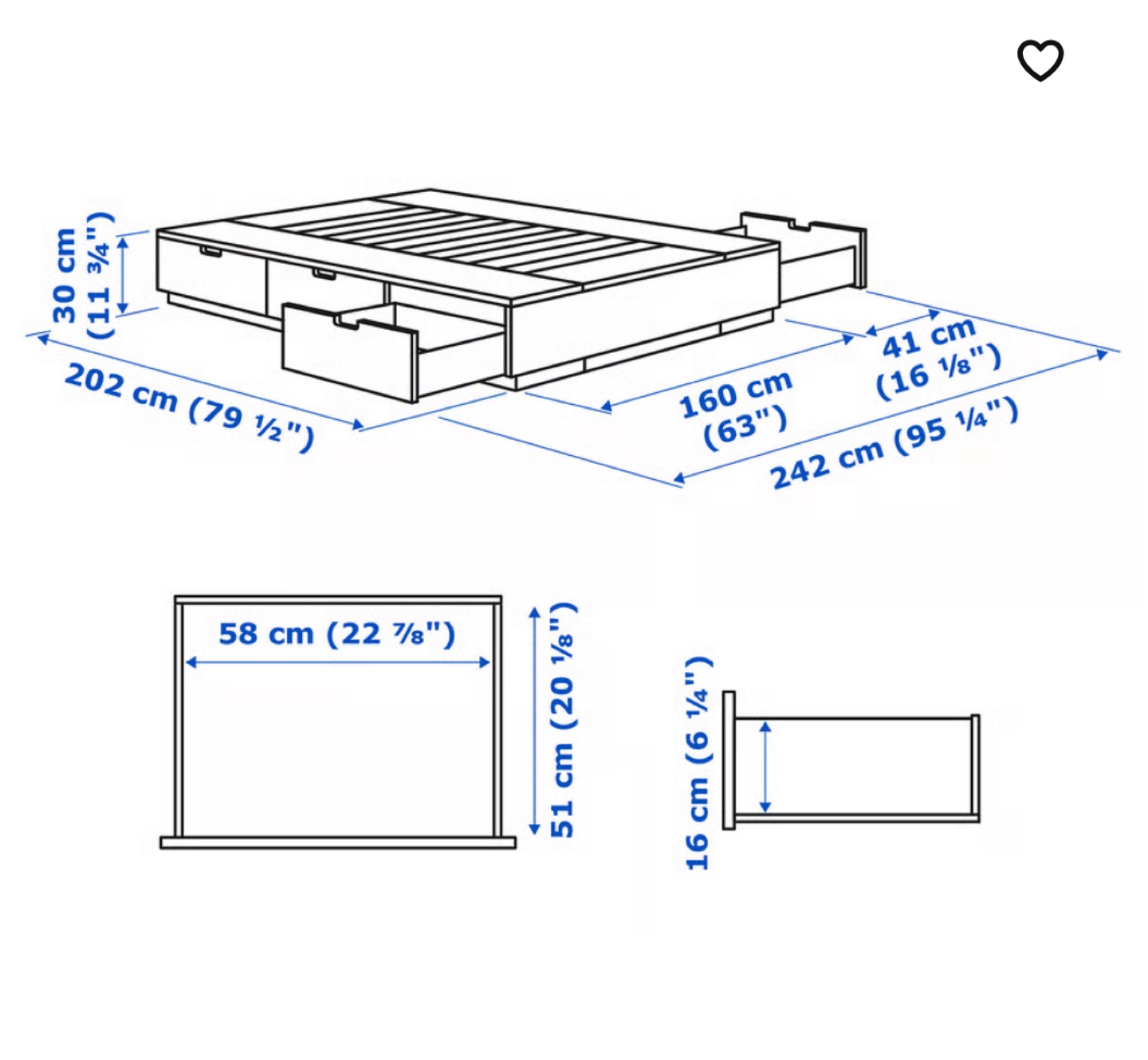 IKEA NORDLI Queen Bed Frame with Storage