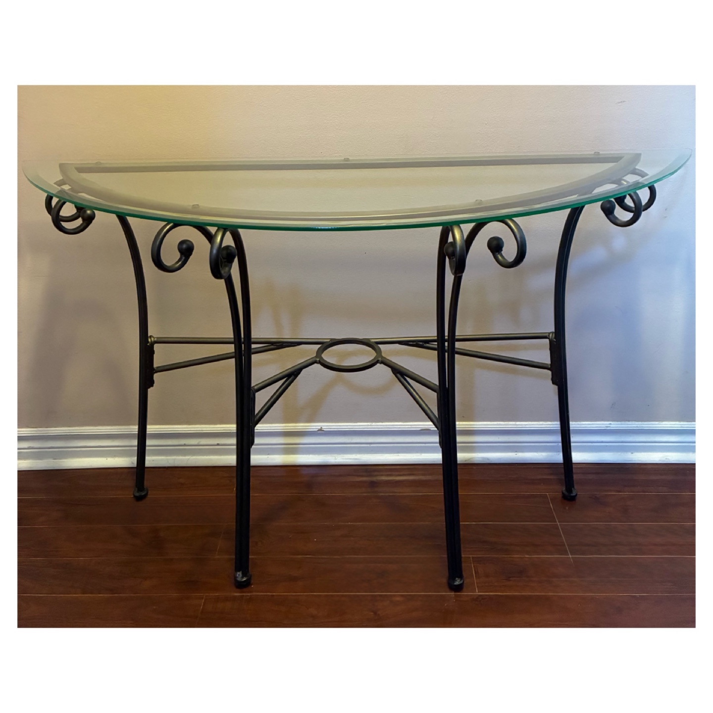 Semi-Circular Glass Table