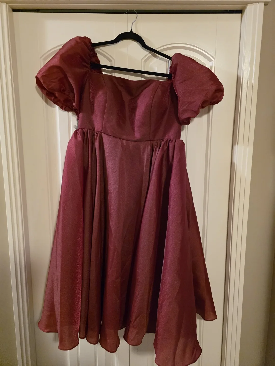 Burgundy Puff Sleeve Dress thumbnail