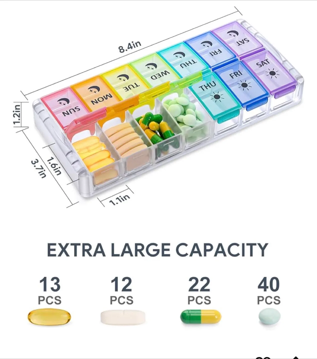 Weekly Pill Organizer - 7 Day, AM/PM image indicator(2)