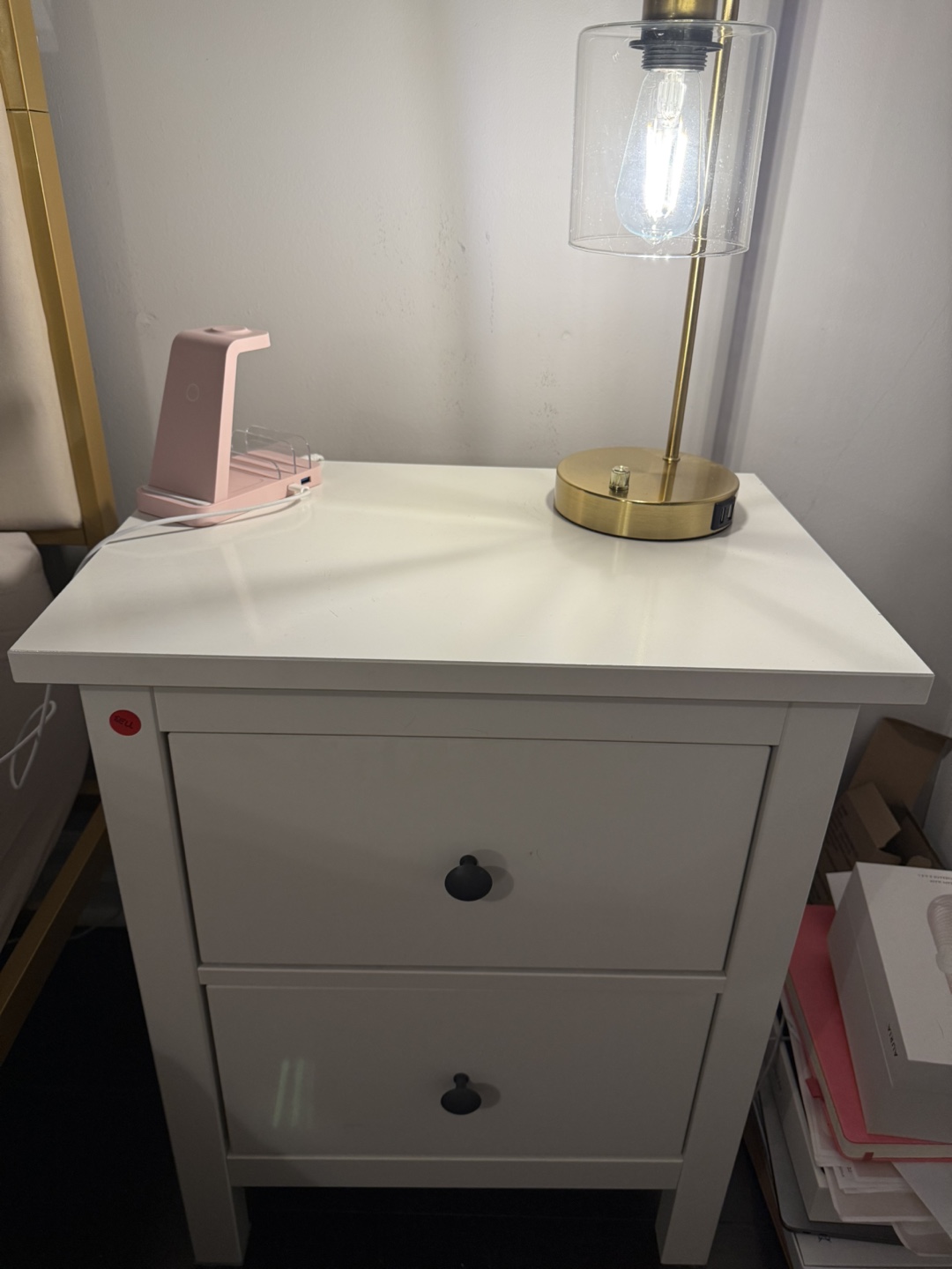 IKEA White Nightstand with Two Drawers - photo 2