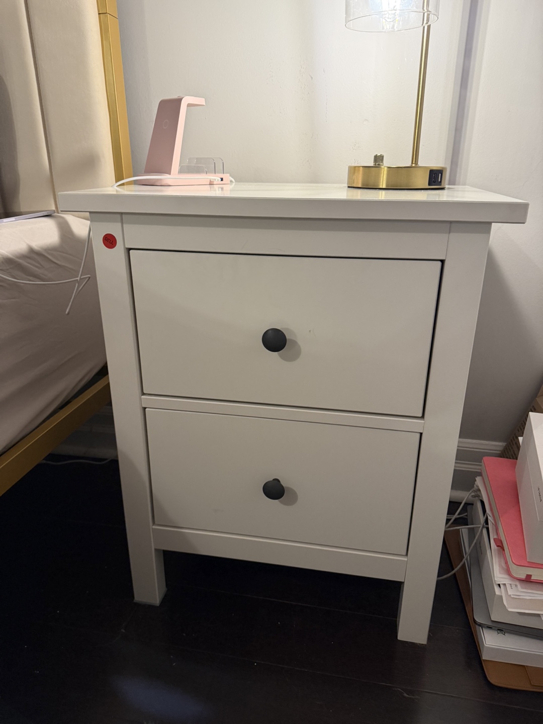 IKEA White Nightstand with Two Drawers - photo 3