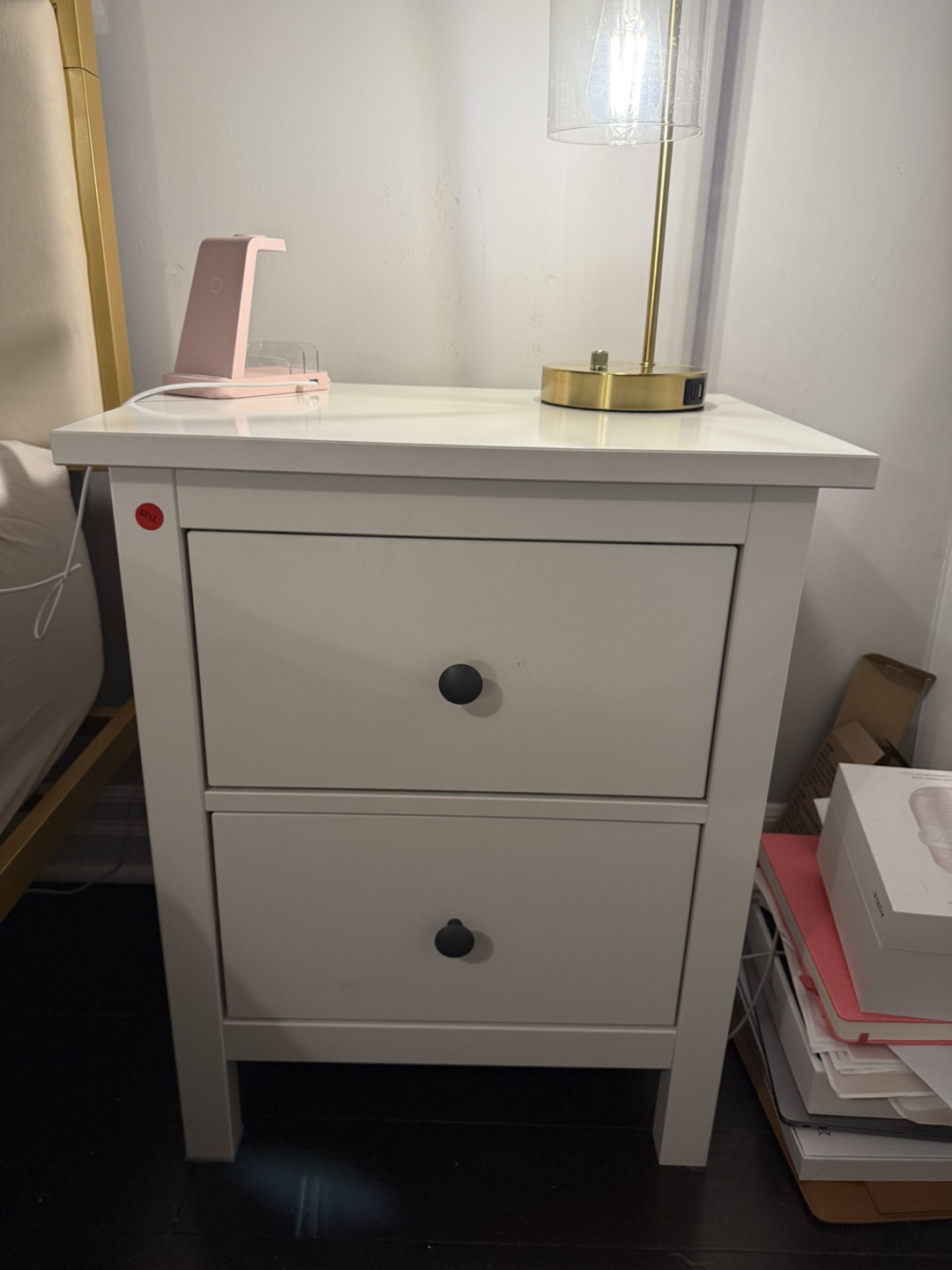 IKEA White Nightstand with Two Drawers