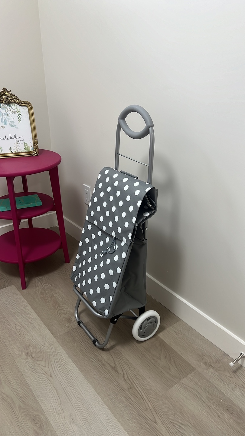 Rolling Shopping Cart with Polka Dots