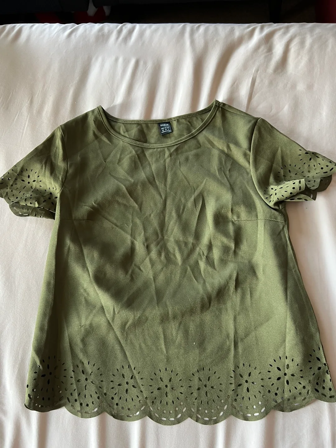 Green Cut-Out Sleeve Top thumbnail