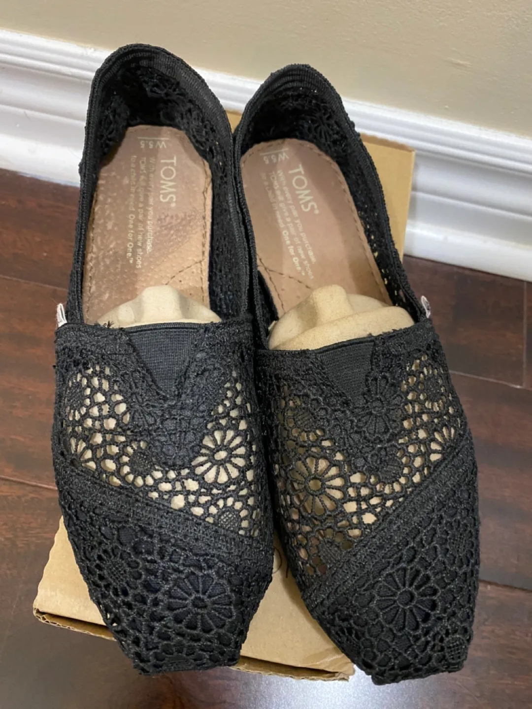 TOMS Crochet Classic Black Flats - Size 5.5 thumbnail