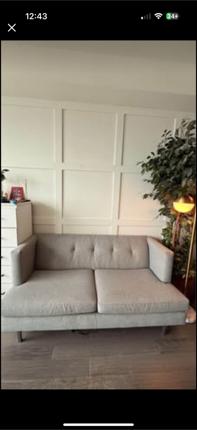 Stylish CB2 Holden Style Grey Tufted 3 Seater Sofa - photo 2