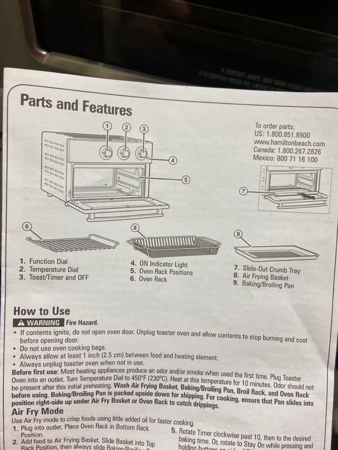 Hamilton Beach Air Fry Oven image indicator(4)
