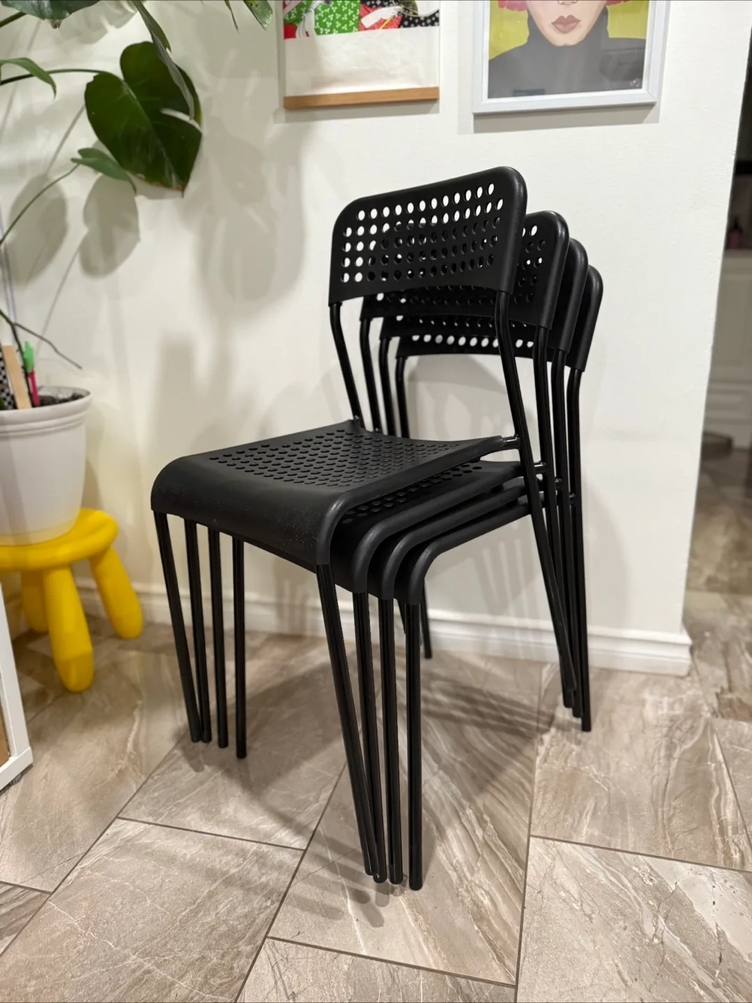 Set of 4 IKEA ADDE Chairs (Black) thumbnail
