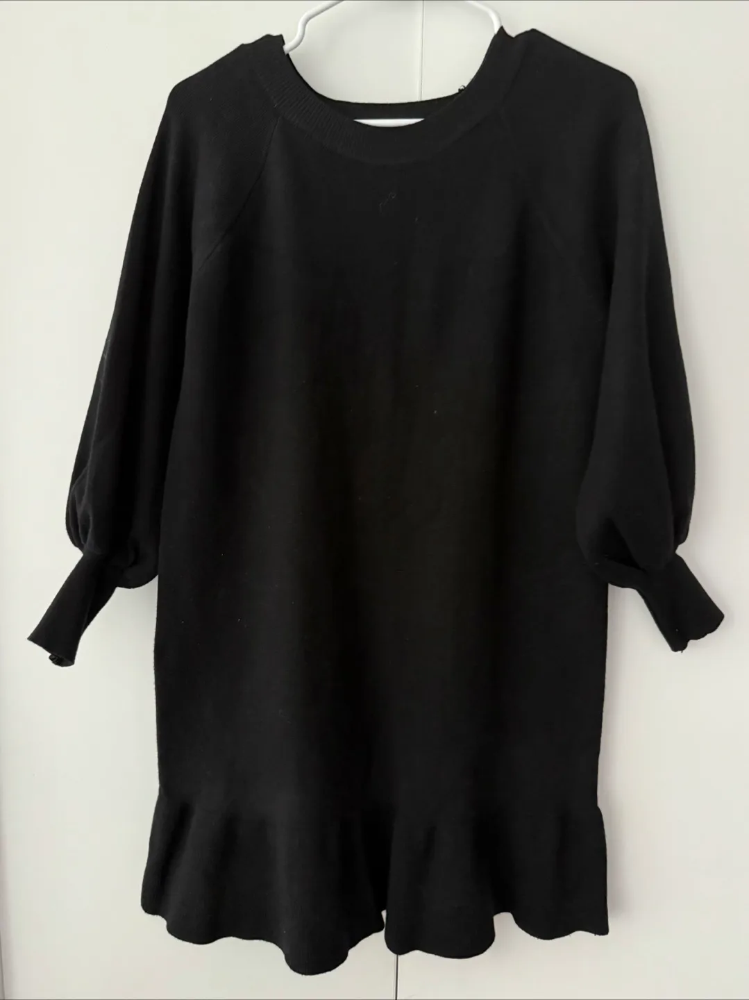 Black Knit Dress with Ruffle Hem thumbnail