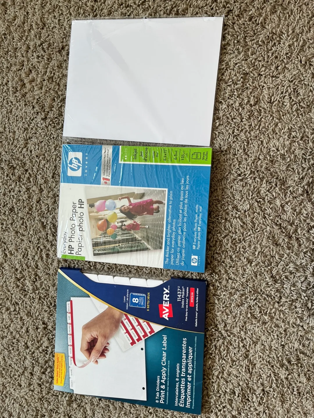 Avery Index Maker Tab Dividers and HP Photo Paper