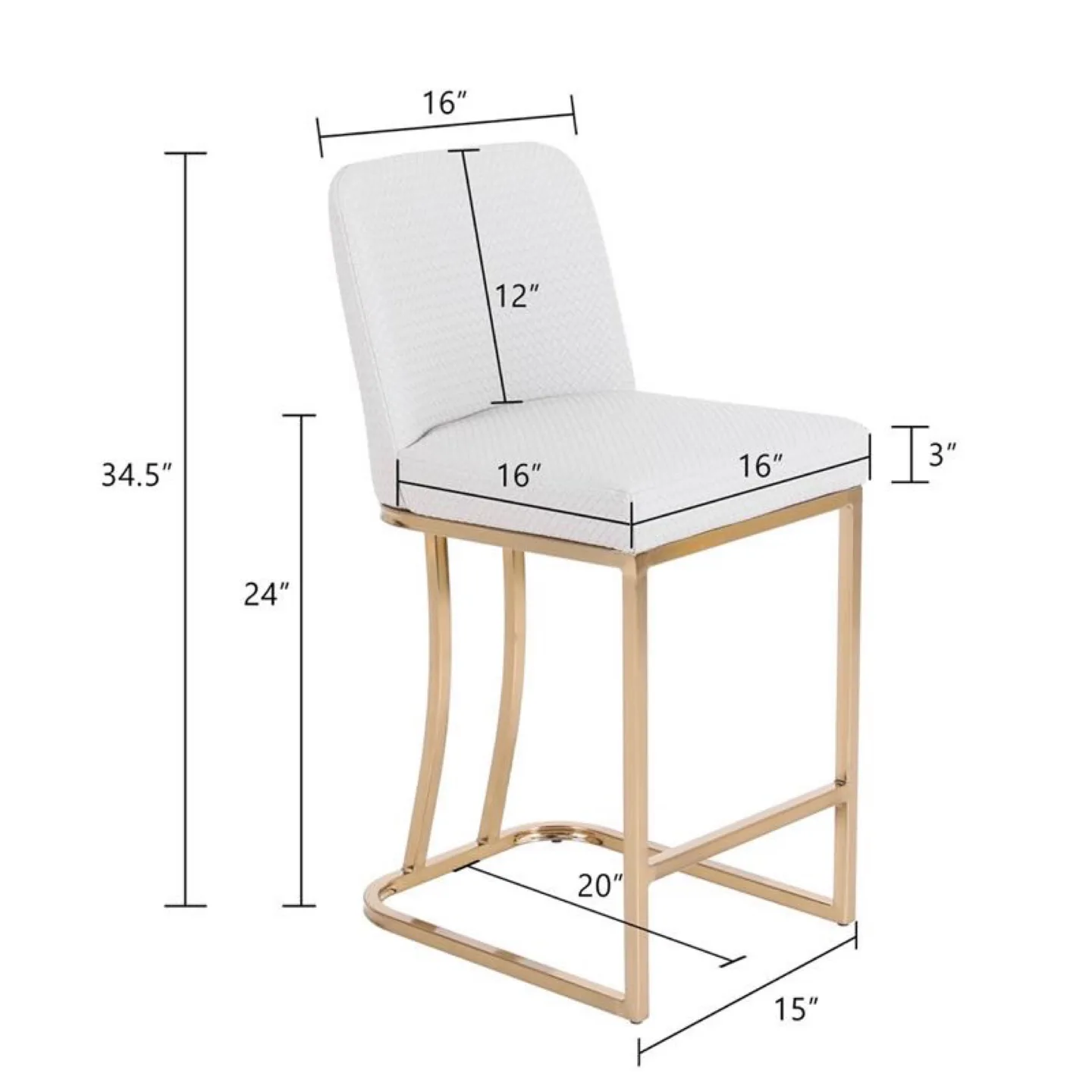 2 Forsyth 24'' Bar Stools, White & Gold image indicator(6)