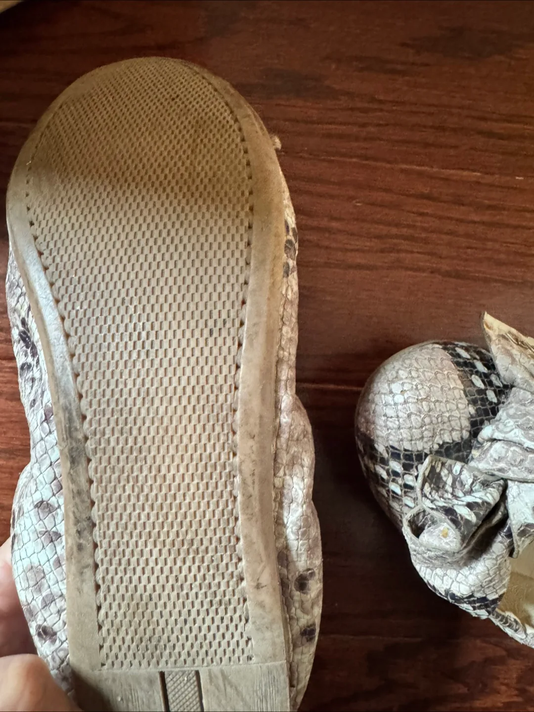 Prada Snakeskin Bow Flats thumbnail