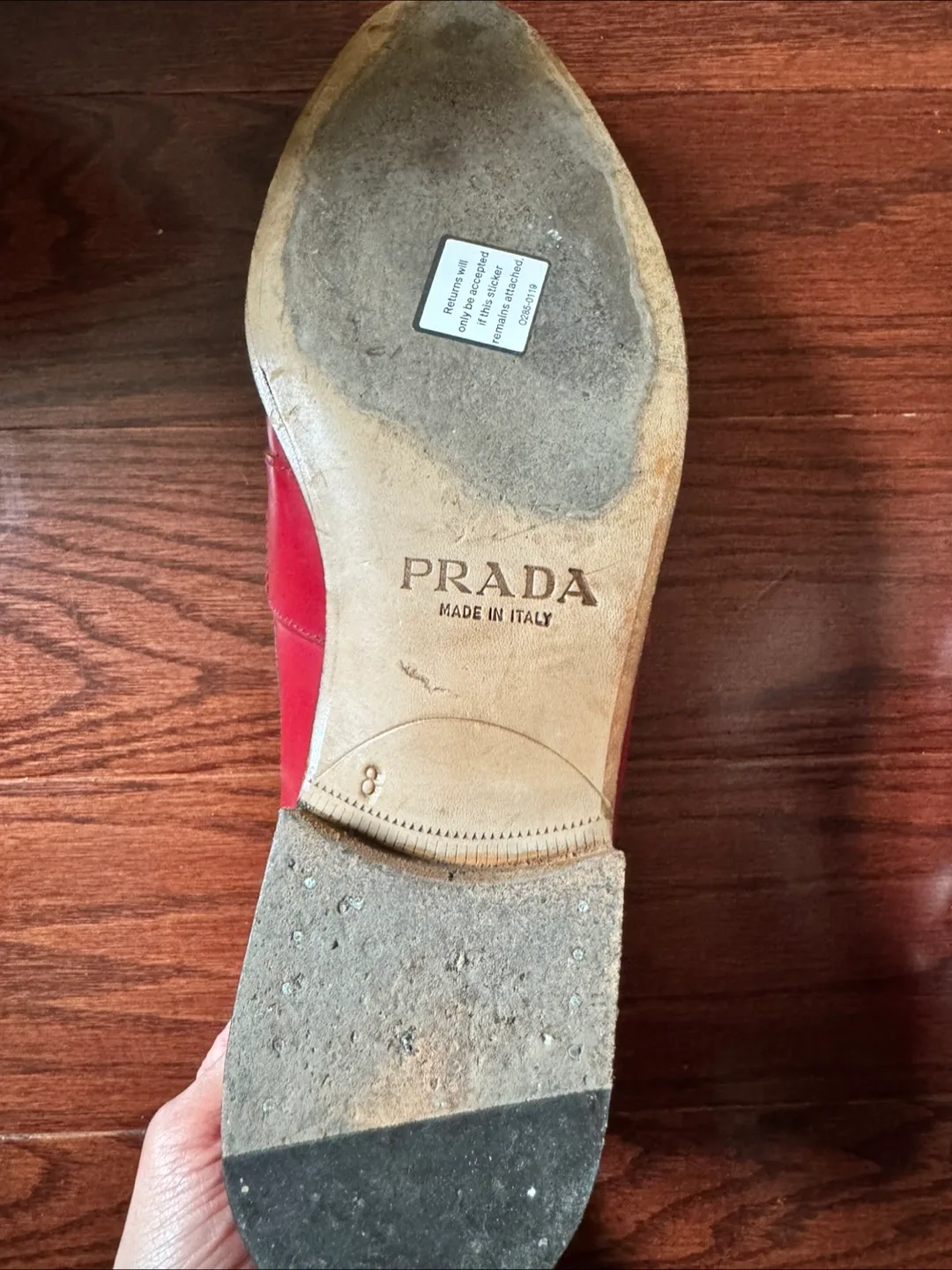 Prada Red Leather Loafers - Size 8 thumbnail
