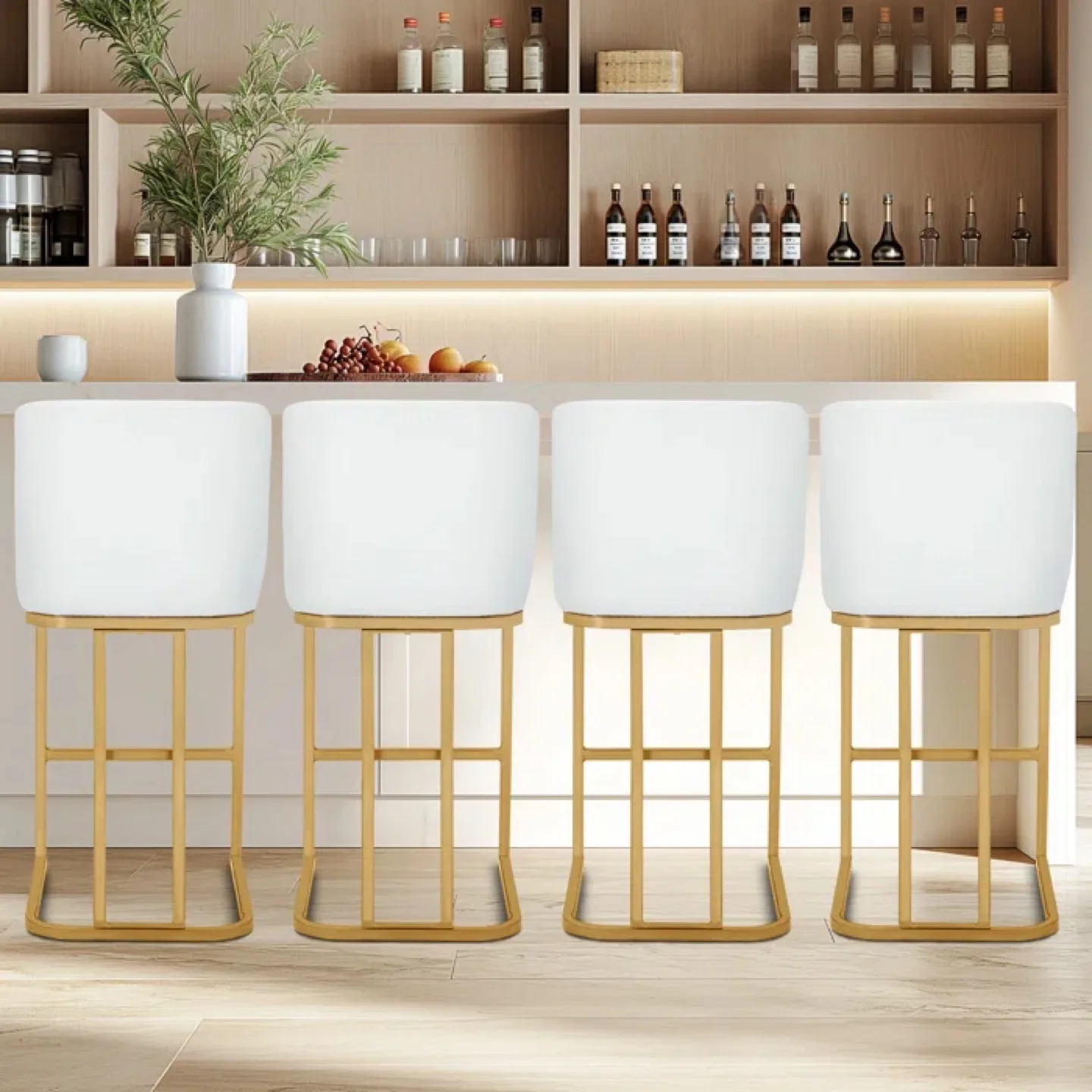 2 Forsyth 24'' Bar Stools, White & Gold image indicator(2)