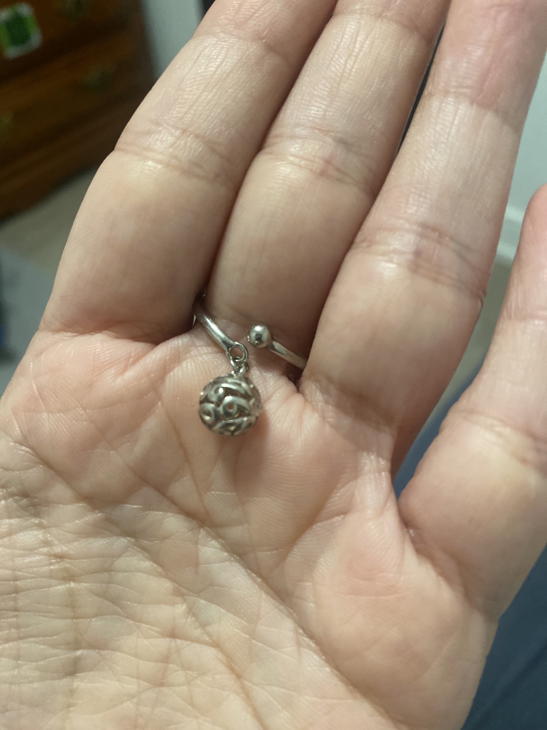 Sterling Silver Ring with Hollowed Charm - photo 3