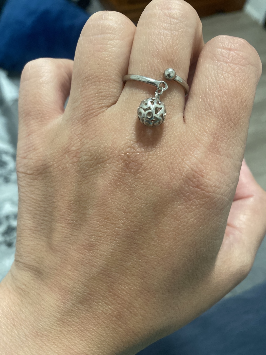 Sterling Silver Ring with Hollowed Charm - photo 2