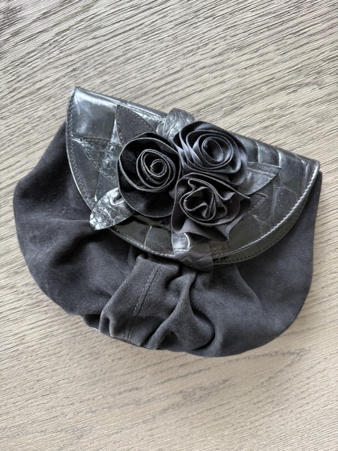 Black Floral Clutch Purse