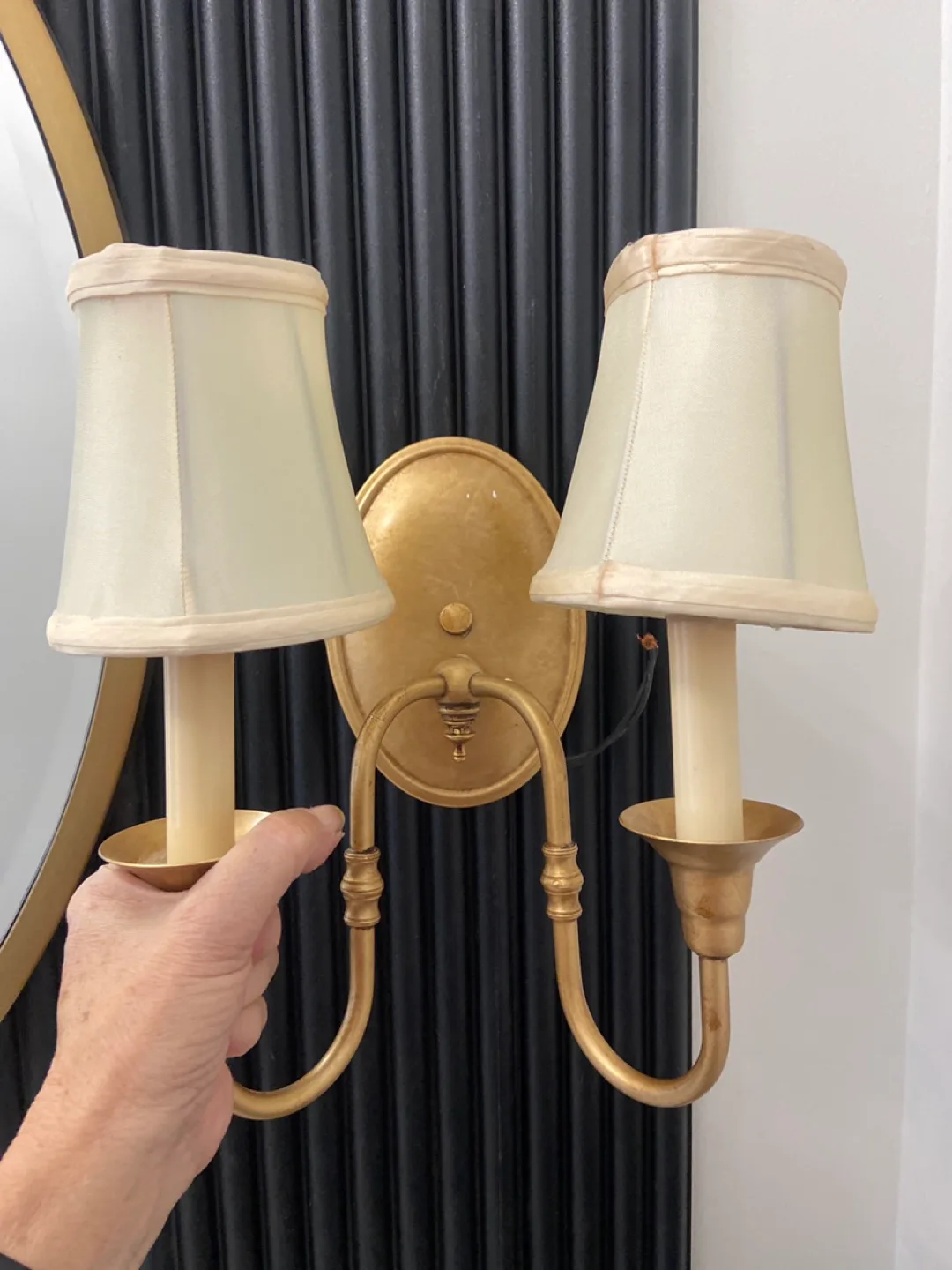 Elegant Gold Sconce with Shades X 2 thumbnail