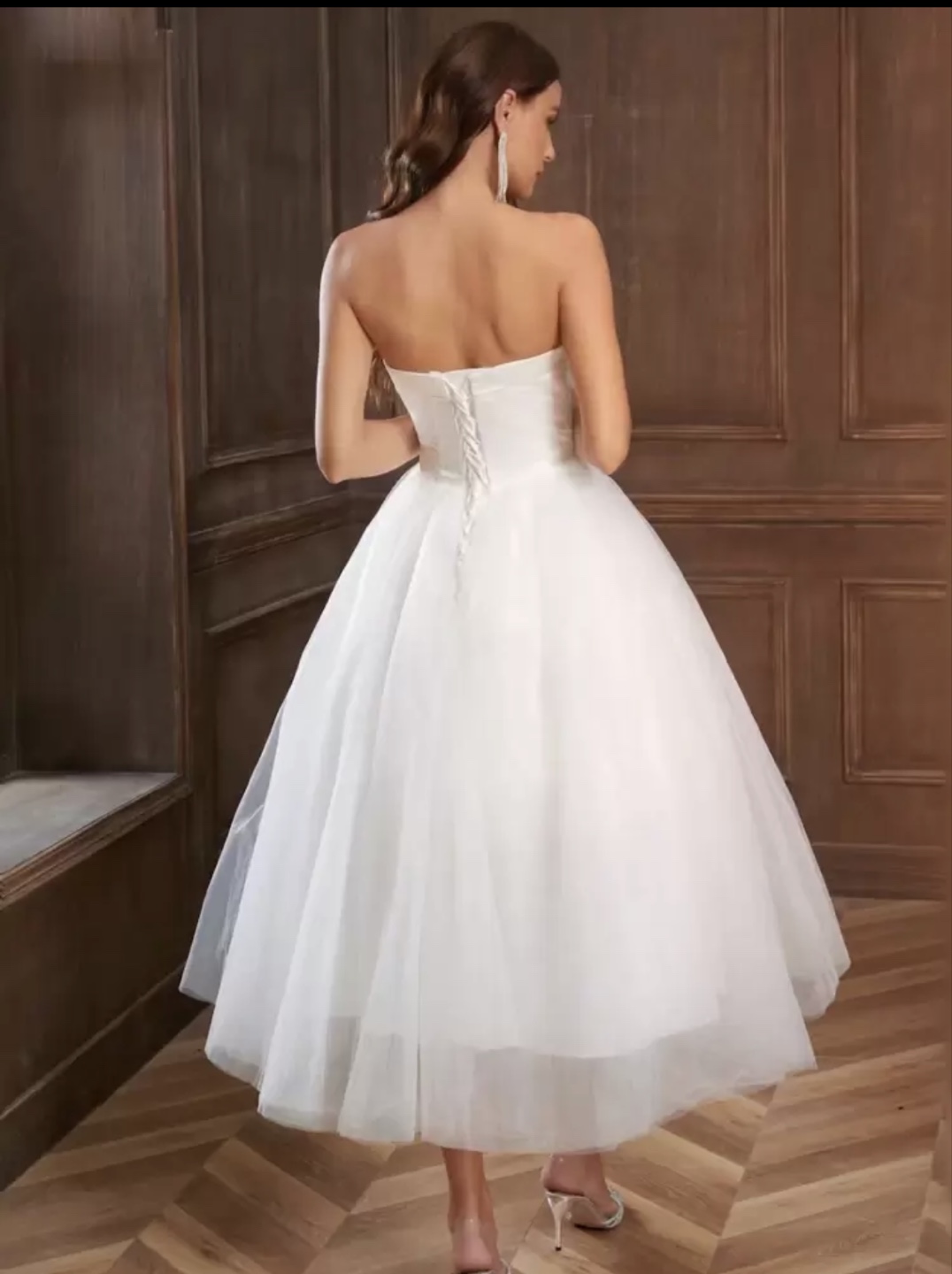 White Wedding Strapless Midi Dress - photo 2