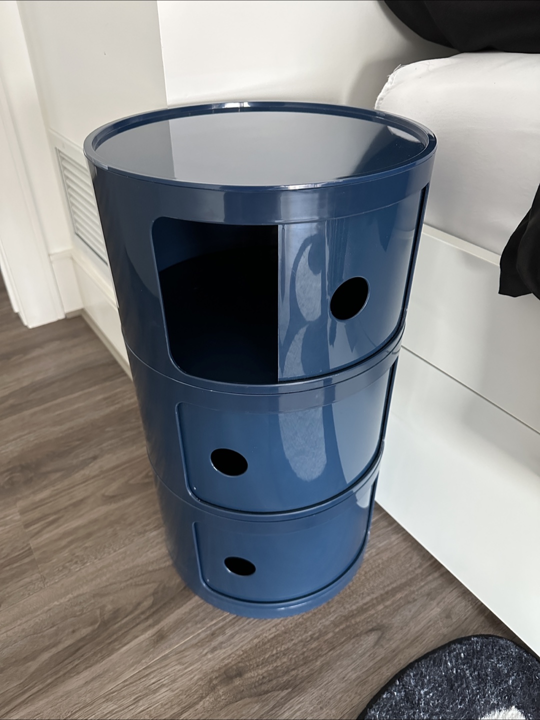 Blue Round Nightstand