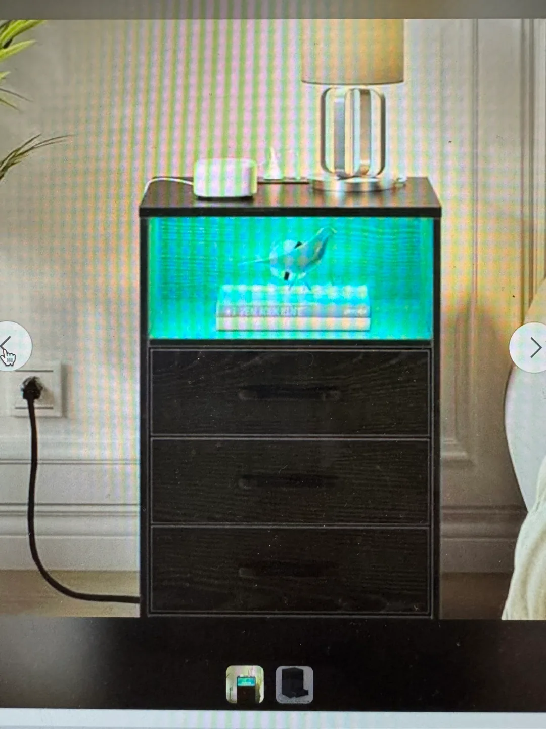 Black only Modern Nightstand with Drawers thumbnail