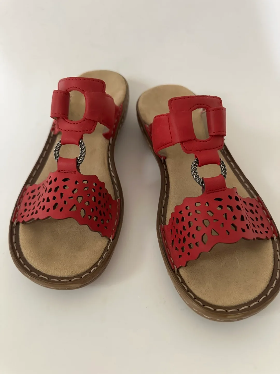 Rieker Red Sandals - Size 6/EU 37 thumbnail