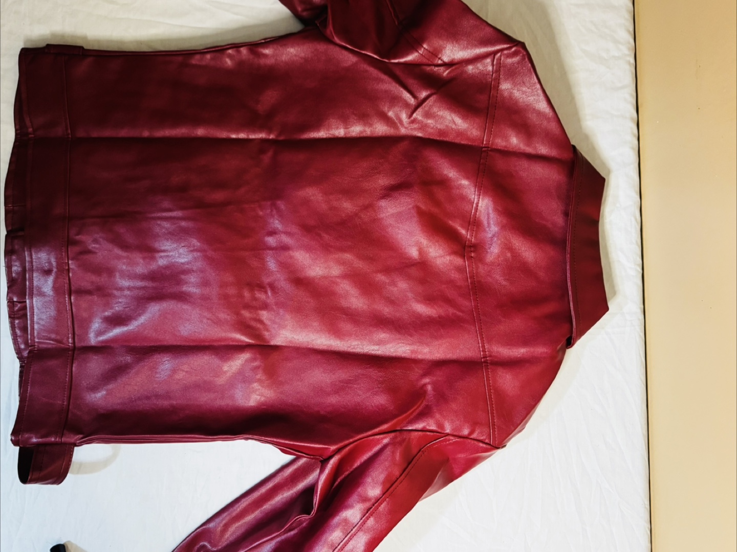 Burgundy Faux Leather Jacket - photo 2