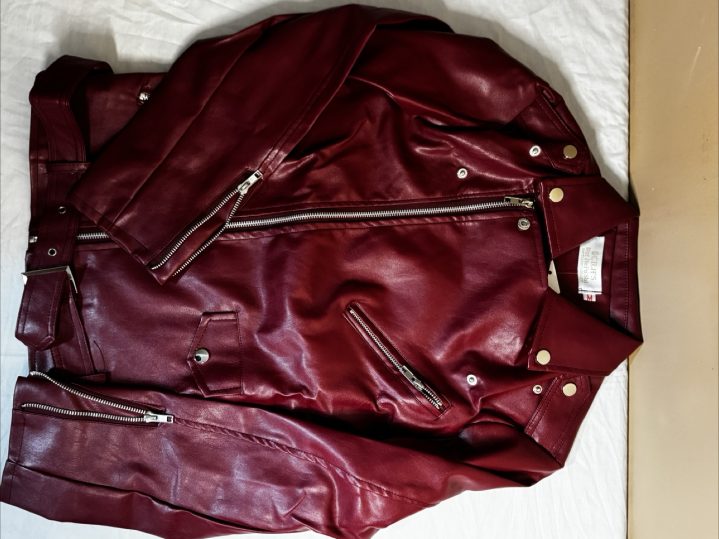 Burgundy Faux Leather Jacket