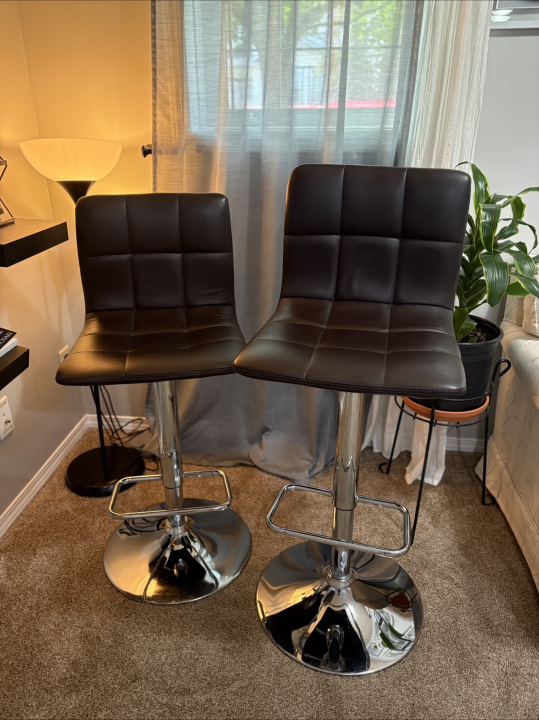 Modern Brown Bar Stools - Set of Two