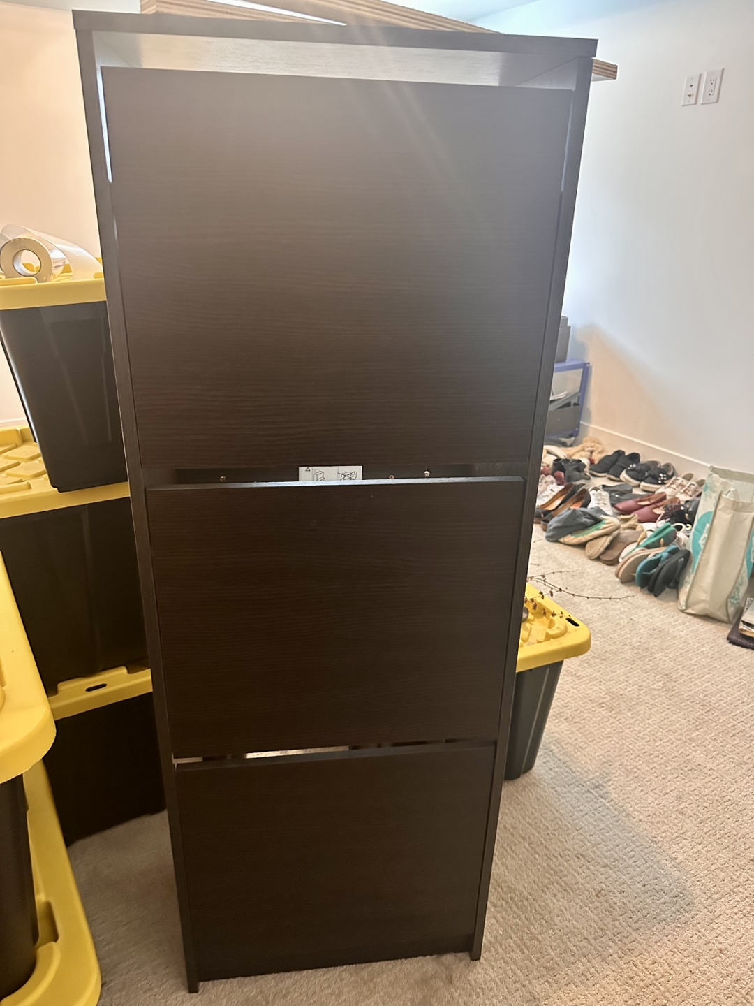 Tall Dark Brown Shoe Cabinet