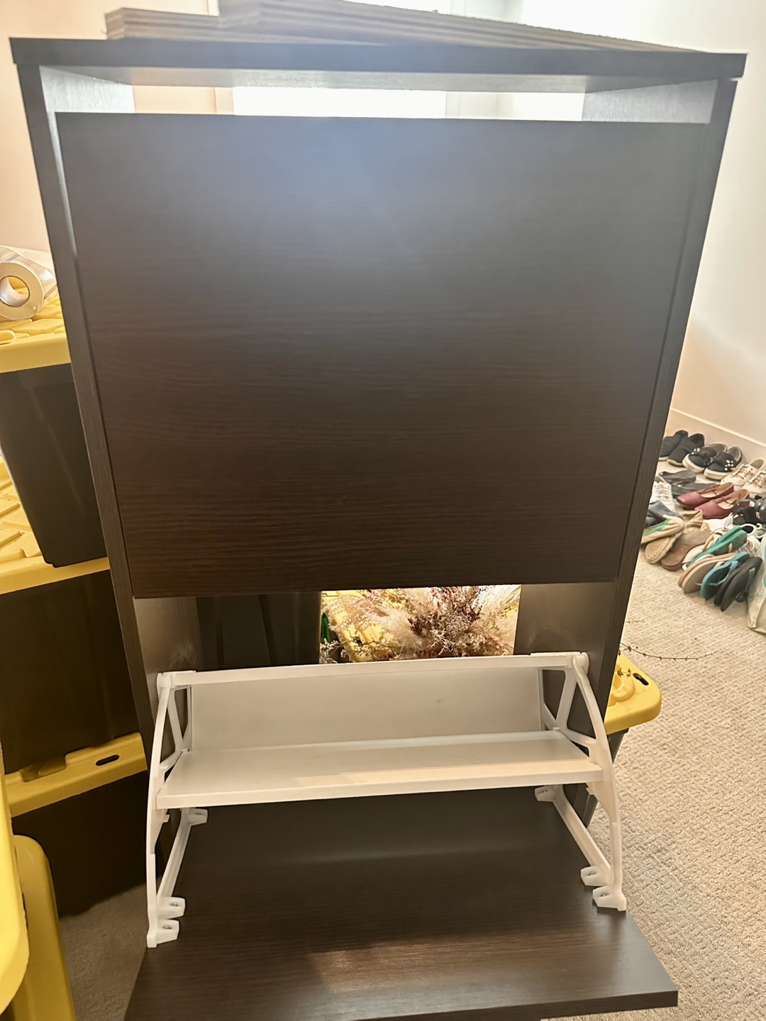 Tall Dark Brown Shoe Cabinet - photo 2