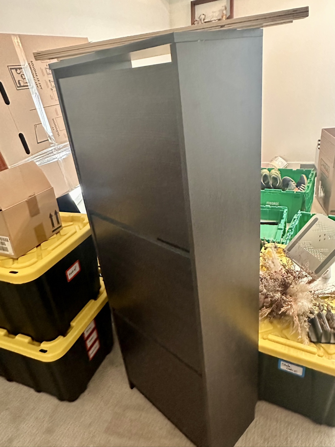 Tall Dark Brown Shoe Cabinet - photo 3