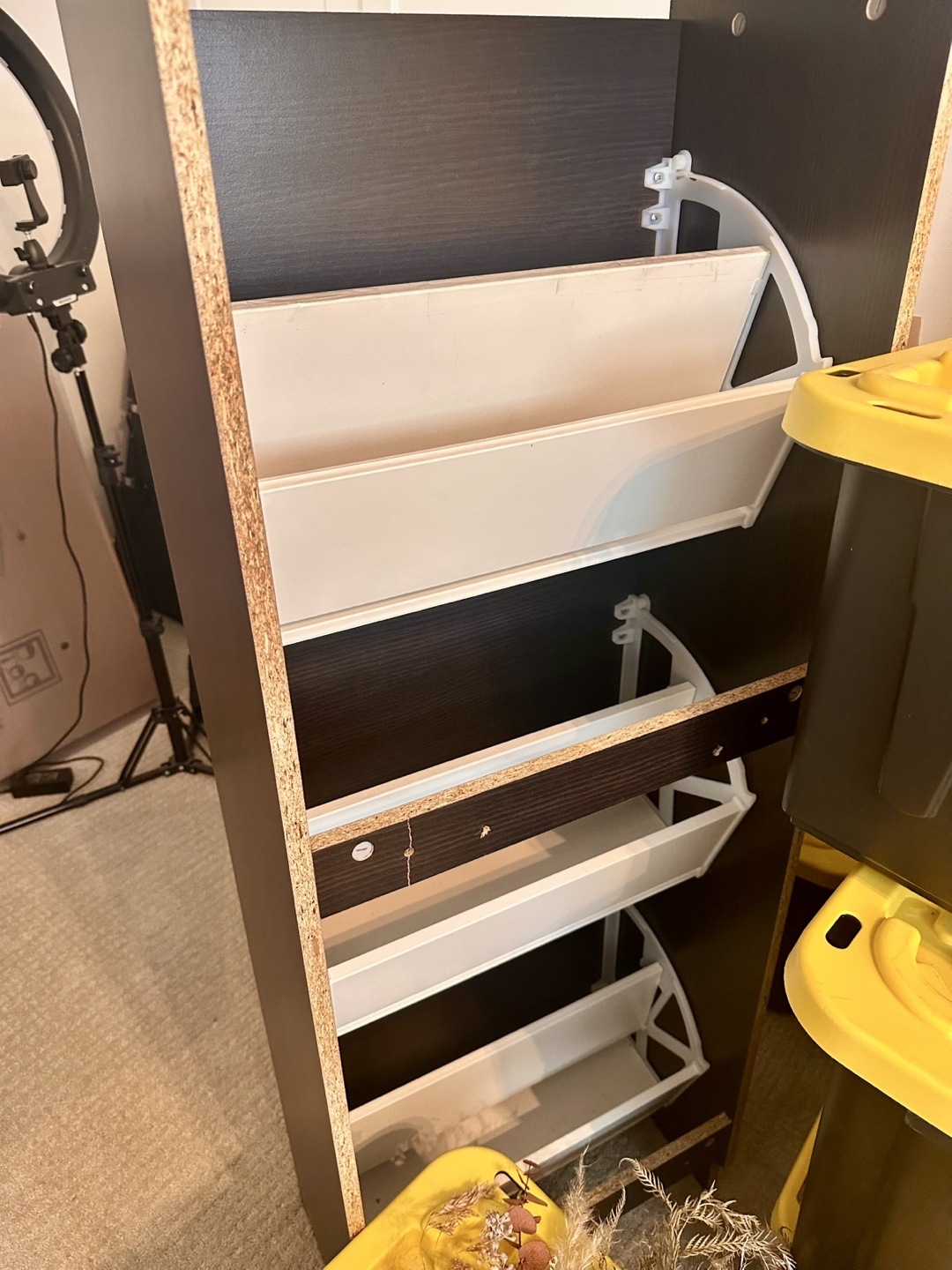Tall Dark Brown Shoe Cabinet - photo 4