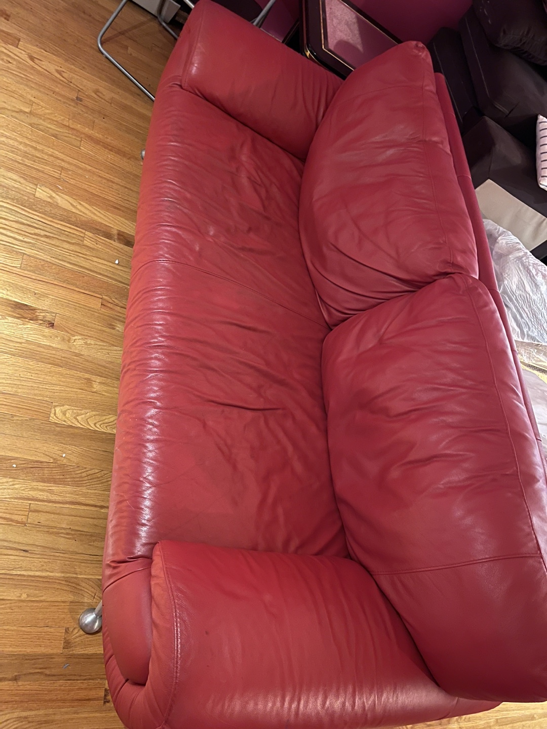 Red Leather Sofa - photo 3
