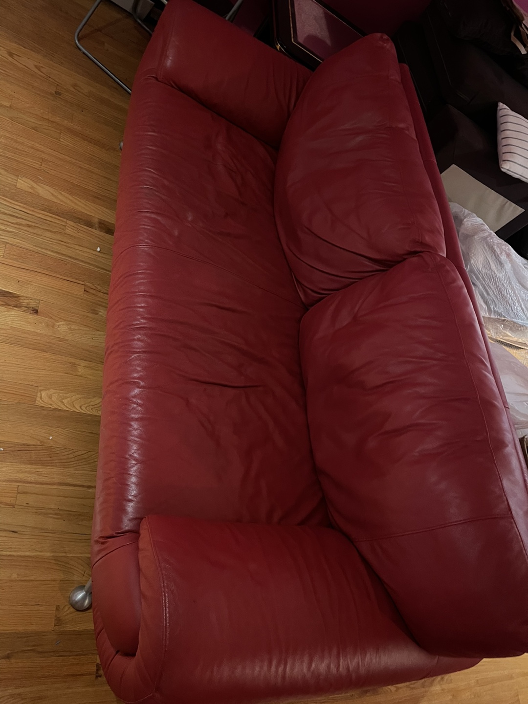 Red Leather Sofa - photo 2