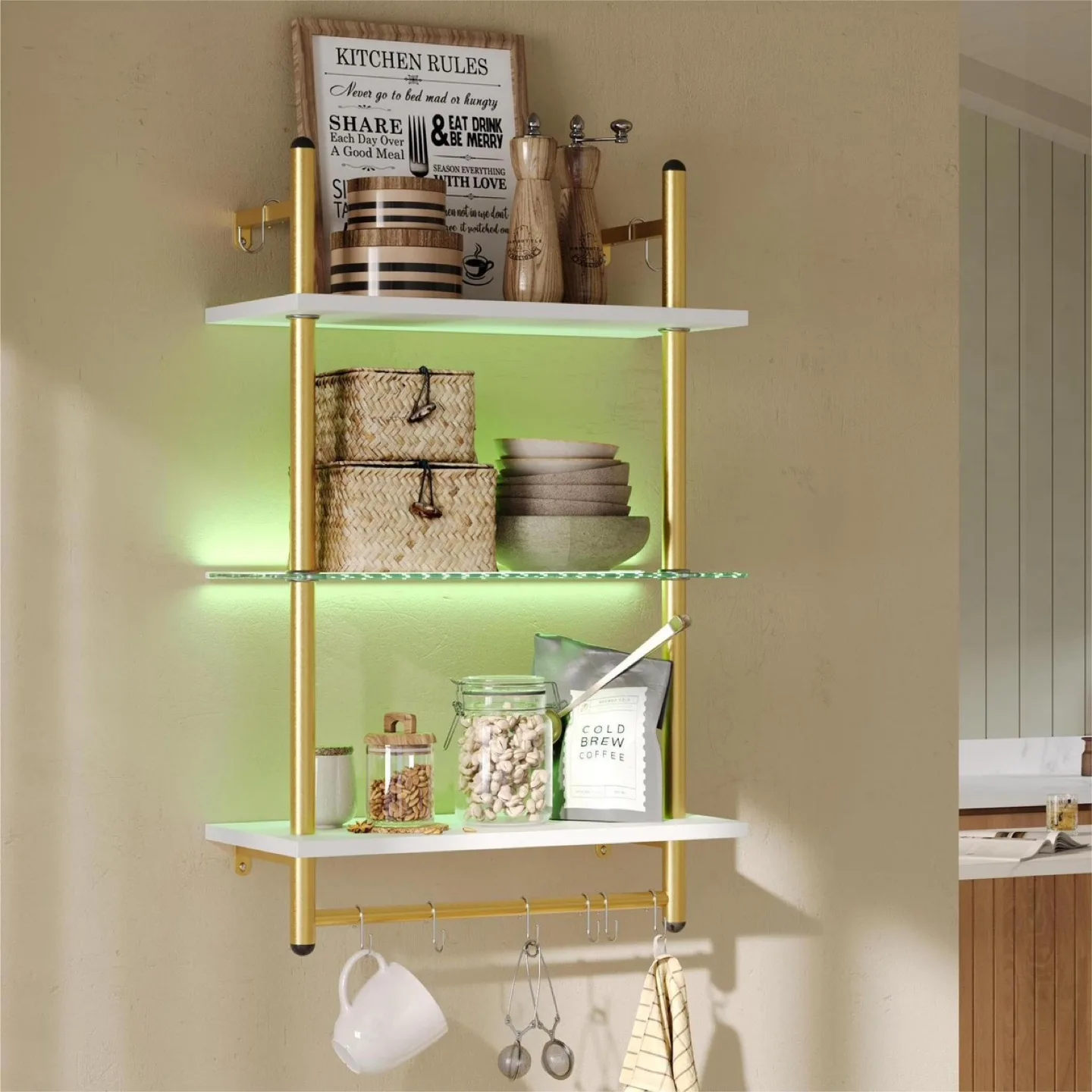 Bestier Floating Shelves with LED Lights for Wall Decor Storage thumbnail