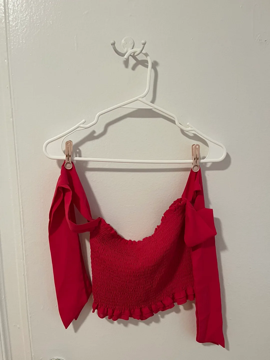 Hot pink off-shoulder cropped top #freecycle thumbnail