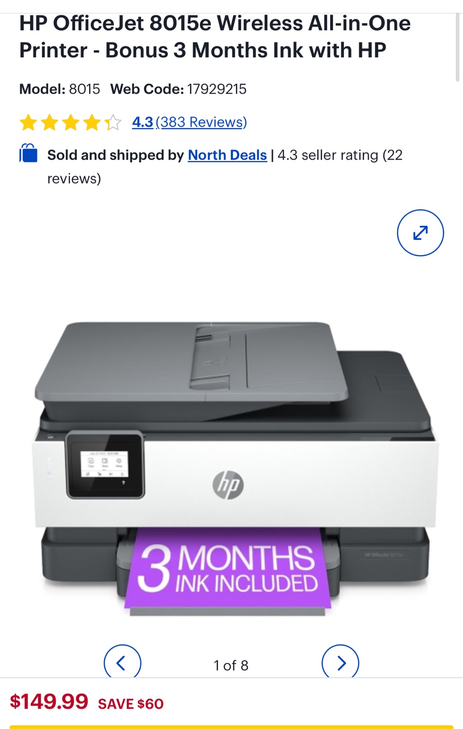 HP OfficeJet 8015e Wireless All-in-One Printer - photo 2