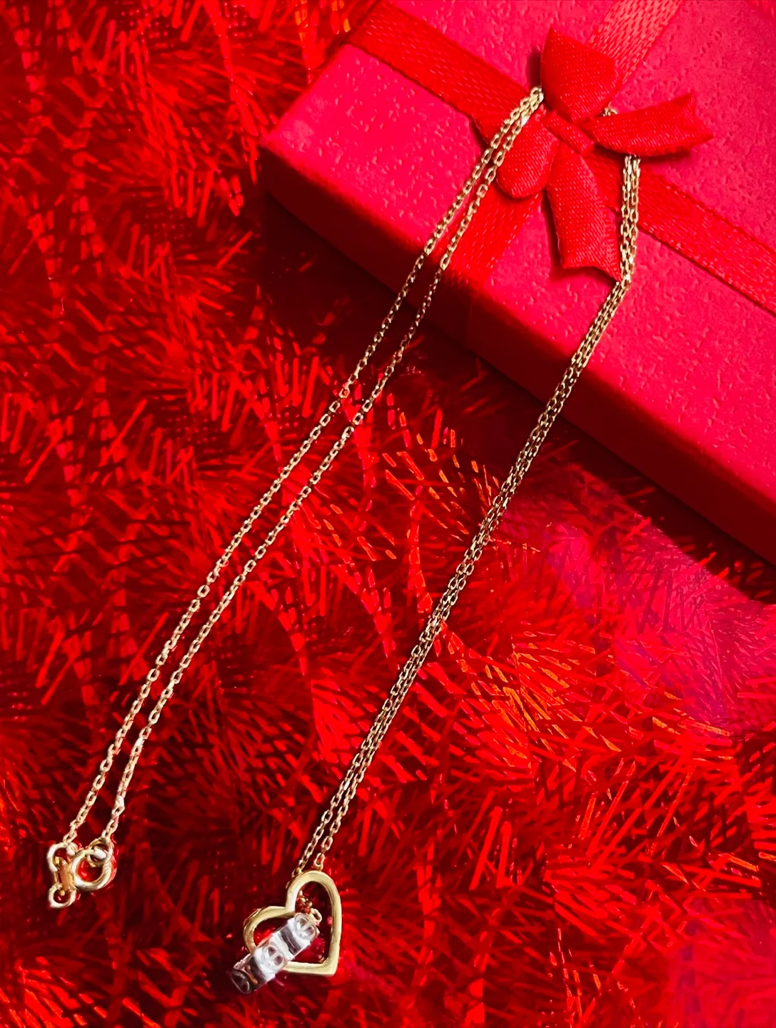 18k two tone Heart Pendant Necklace thumbnail