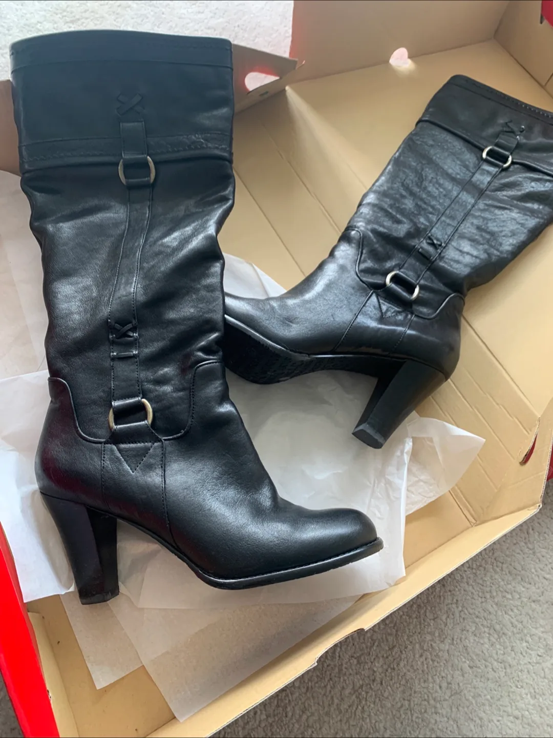 Black Leather Boots - Stylish Knee-Highs thumbnail