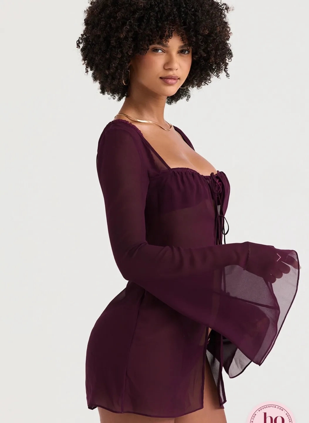 Burgundy Chiffon Cover Up Set thumbnail