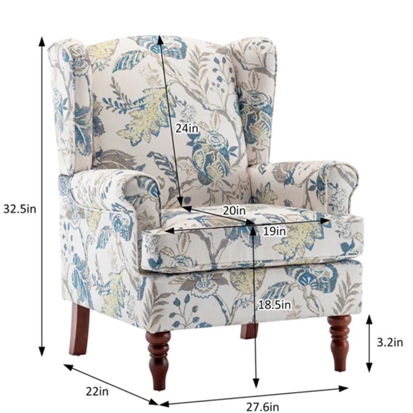 Floral Patterned Wingback Chair image indicator(2)